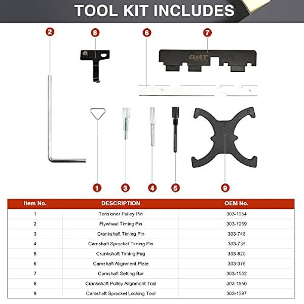 Motor Camshaft Timing Belt Tensioner Locking Tool Kit Compatible with Ford Fiesta Focus Fusion Escape More Volvo S60 S80 V40 V60 V70 1.5 1.6L VCT 1995 1996 1997 1998 20 00 to 200 0