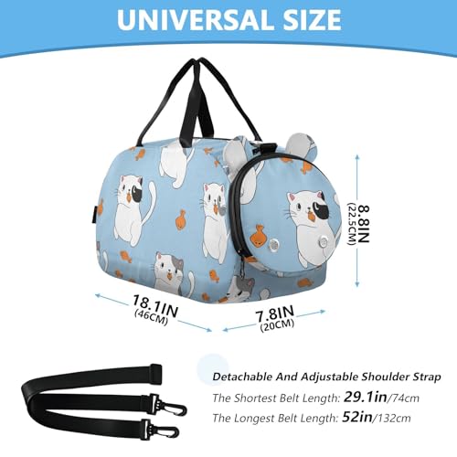 Cute Cats Youth Sports Duffel Bag with Ventilated Shoe Compartment|All-Season Lightweight Travel Gym Bag for Girls & Boys|Water-Resistant Gear Bag3