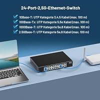 Vimin 24-Port 2.5G Unmanaged Switch, 2.5GBASE-T Ethernet Switch Plug & Play, kompatibel mit 10/100/1000/2500 Mbit/s, Metallgehäuse, 120Gbps Switching-Kapazität – Ansicht 4