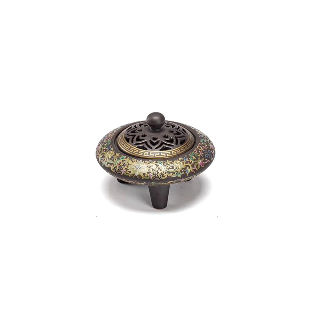 Incense Holder Base Three-legged Incense Burner Household Agarwood Ceramic Aromatherapy Retro Sandalwood Tea Ceremony(A)