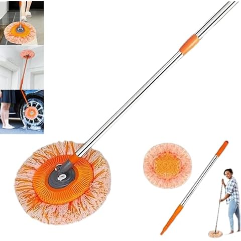 360 Rotatable Adjustable Cleaning Mop, 59" Long Handle Extendable Wall Cleaning Mop with 1/2/3 Microfiber Pads, Rotating Mops for Floor Wall Door Window Ceiling Cleaning (Mop+1 Microfiber Pads) Cover