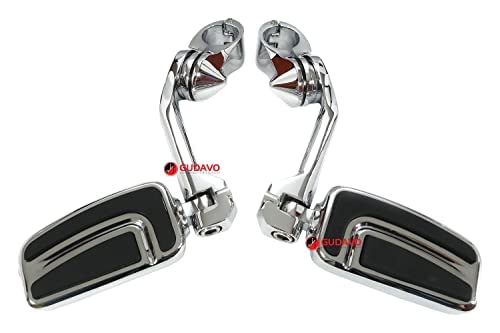 GUDAVOオートバイ フットペグ ハーレー ツーリング ロードキング ハイウェイペグ 1-1/4インチ/32mm 1インチ/24.5mm エンジンガードのに対応 ロングタイプ フットレスト フットペダル スカル 髑髏 ゾンビ 男性マウント タンデムペグ