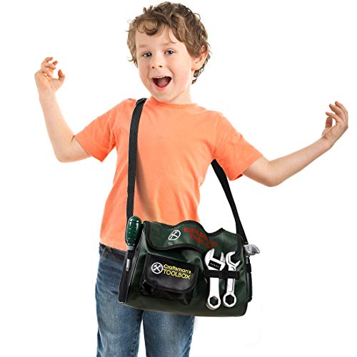 Toyssa Kids Tool Set 32 pcs Tools for Kids Construction Tools Set Kids Tool Kit for Toddlers Boys Age 3 4 5 6 7 Years Old with Crossbody Bag