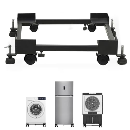 Image of Plantex Adjustable Washing Machine Stand /Fridge Trolley with Wheels /Stand for Fridge, Air Cooler, Dishwasher /Anti-Vibration Heavy Duty 170 kg Load Capacity - Black