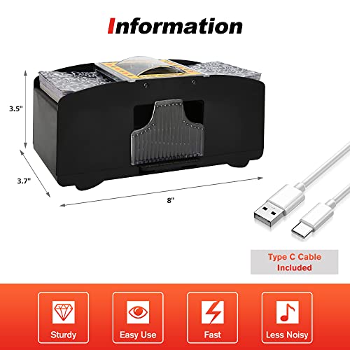 Fonbear 2 Deck Automatic Card Shuffler - Usb & Battery-Operated Electric Shuffler (Playing Card Included) - Great For Home & Tournament Use For Classic Poker & Trading Card Games - Casino Equipment #TOP1