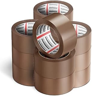Merrimen Strong Heavy Duty Roll Pack Clear Packaging Tape | Secure Sticky Sealing Tape for Parcel Boxes, Moving Boxes, Large Postal Bags for long term storage | (48MM x 66M) (12 rolls, Clear)