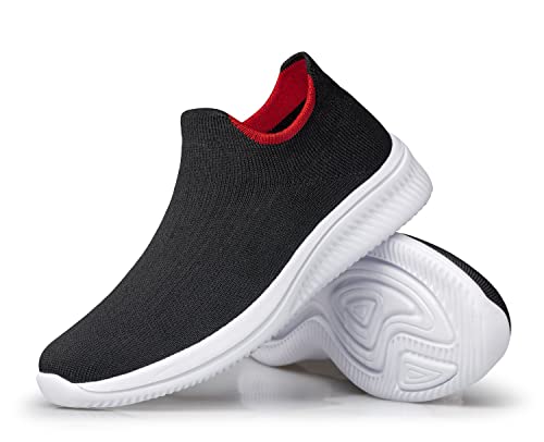 vibdiv Schuhe Frauen Sneaskers Leichte Trainer Komfortable Casual Office Flache Schuhe, Schwarz Rot Weiß 40
