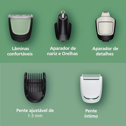 Philips Multigroom Aparador de Pelos 13 em 1 - Barbeador elétrico e Aparador para Rosto, Cabeça e Corpo, Lâminas Autoafiáveis e Amigáveis à Pele, 13 Configurações de Comprimento, Modelo MG3941/15 - Imagem 7