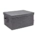 Produktbild BIGSO mittelgroße Aufbewahrungsbox mit Deckel und Griff  Schrankbox aus Polyester und Karton in Leinenoptik  Faltbox für Kleidung, Bettwäsche, Spielzeug usw.  grau