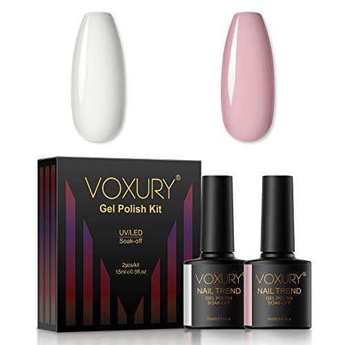VOXURY Esmalte De Uñas Uv Esmalte De Uñas De Gel Blanco Y Rosa Cover