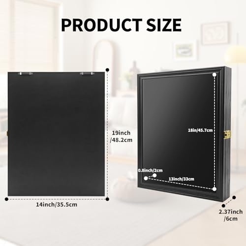 Image of PiaoHao19x14 Pin Display Case Pin Collection Display Case with 98% UV Protection Acrylic Door for Military Medals, Jewelry Pins, Pin Gift, Insignia Ribbons, Beach Tags, Pin Collectibles