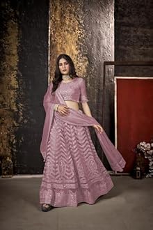 VARNI FABRICS Lehenga set for Women Heavy Net Multi Embroidered Sequence Work Semi Stitched Lehenga for Women Wedding Ethnic Traditional Party Lehenga Choli with Dupatta | Free Size