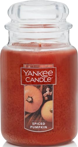 Yankee Candle Spiced Pumpkin Scented Classic 22oz Large Jar Single Wick Over 110 Hours of Burn Time Perfect Accent for Fall Decor & Gifting
