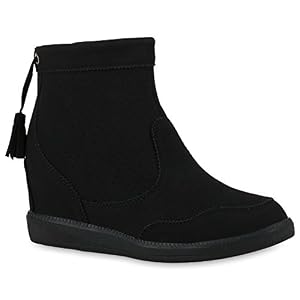 stiefelparadies Damen Schuhe Stiefeletten Keilabsatz Boots Quasten Keilstiefeletten 132097 Schwarz Brooklyn 39 Flandell stiefelparadies Damen Schuhe Stiefeletten Keilabsatz Boots Quasten Keilstiefeletten 132097 Schwarz Brooklyn 39 Flandell