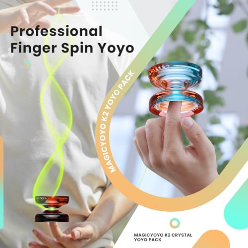 Image of MAGICYOYO K2 Responsive Yoyo for Kids 8-12 (Black Orange + Blue Orange) | Professional Finger Spin Yoyo for Adualts, Beginners Yo-Yo with 2 Yo yo Gloves, 2 Bags,12 Yo yo Strings