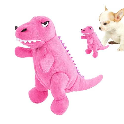 Plush Dinosaur Dog Toy, interaktives Hunde-Kauspielzeug, Squeaky-Puppe, Teeth Cleaning & Bite Resistant, ideal für kleine & mittlere Brötchen für Hunde & Katzen, Größe 8,66 x 6,3 Zoll