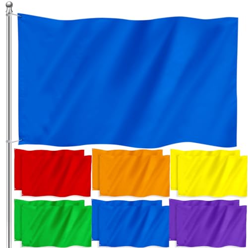 Boao 12 Pcs 3x5 Foot Solid Color Flag Plain Color Blank Flags DIY Banner Polyester Double Stitched Blank Banner with Grommets for DIY Garden Backyard Playground Decoration (Multicolor)