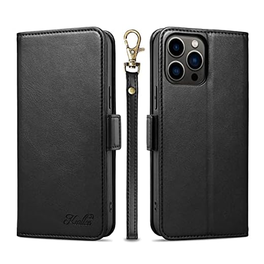 Keallce iPhone 13 Pro Max Flip Phone Case, PU Leather Folio Case Wallet with Kickstand Card Holder [3 Card Slots][Magnetic][Wrist Strap] Shockproof Wallet Cover Case for iPhone 13 Pro Max-6.7" Black
