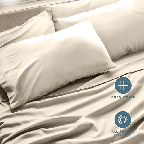 Image of Bare Home Microfiber Bulk Pillow Cases - King Set of 4 - Cooling Pillowcases - Double Brushed - Sand Pillowcases 4 Pack - Easy Care (King - 4 Pack, Sand)
