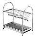 2-poziomowy stojak do suszenia naczyń z tacą ociekową, stal nierdzewna, wytrzymały, stabilny, oszczędzający miejsce, łatwy w montażu stojak do suszenia (rozmiar: 2 poziomy)
