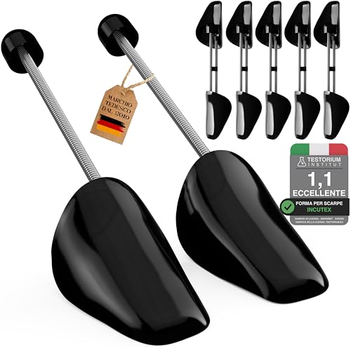 Incutex 5 Paia di Tendiscarpe taglia variabile 38-44, Forma Scarpe in Plastica da Uomo e da Donna, Allargascarpe, Alberi di Scarpe per Scarpe da Ginnastica, Ballerine, Mocassini, Nero