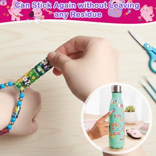 Image of PATPAT 240Pcs DIY Sticky Rolls Bracelet Kit, Fun Sticker Roll Bracelet for Girls Stylish with 240 Mini Stickers, Assorted Beads & Charms, Friendship Bracelet Making Set Birthday Gift for Kids