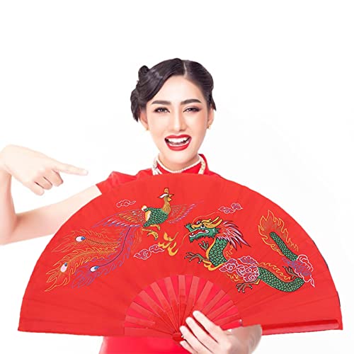 Pwshymi Decorative Folding Fans, Tai Chi Bamboo Fan,For Sale Chinese Handheld Fan Martial Arts Training Fans Kung Fu Bamboo Silk Fan Right Hand for Wushu Dance Practice New Year Mom and Dad Entre