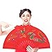 Chinese Tai Chi Folding Fan, Right Hand Wushu Dance Practice Training Fan, Red Tai Chi Martial Arts Kung Fu bamboos Fan, for Men and Women Performance, Festival, Dance, Decorations(Red)