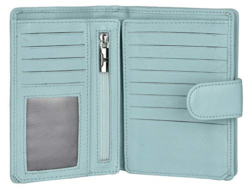 Arya RFID Blocking Leather Wallet For Women, Pastel Blue, wallet, Pastel Blue, wallet, Pastel Blue, wallet3