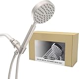 Modern All Metal Stain and Residue-Free Handheld Showerhead with Hose and Brass Holder (Brushed Nick