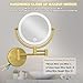 LEDOOLE Gold Wall Mounted Makeup Mirror with Light and Magnification 10X, 2 Sided with 3 Color Led Dimmable, 360 Swivel Extension Shaving for Bathroom Hard Wired
