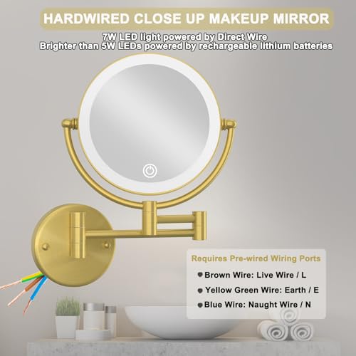Espejo maquillaje montado en pared con luz y aumento 10X miniatura 5