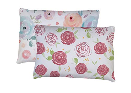 Toddler Pillowcase,2 Pack- Super Soft Material, Toddler Pillowcase 14x19,Flowers