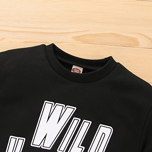 Toddler Boy's Cotton Crewneck Long Sleeve Sweatshirt Letter Long Sleeve Pullover Tops Fall Winter (Black, 2-3 Years)4