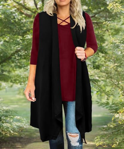 RITERA Plus Size Open Front Long Cardigan for Women Fall Long Sleeve Cardigans with Pockets Loose Lightweight Coat for Winter3