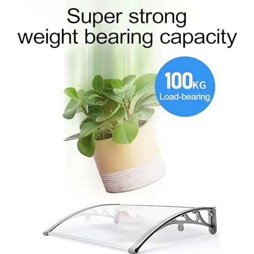 Auvent de porte extérieur transparent bleu 60x90cm avec support - 4