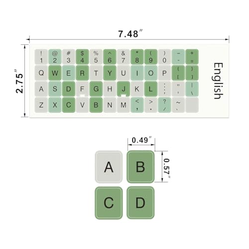 Stickers teclado alfabeto inglés Boaulee verde 2 piezas miniatura 3