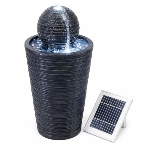 Image of Gardenwize Solar Powered Round Ball Garden Water Feature with LED Light – Weatherproof Resin Fountain, Eco-Friendly & Low Maintenance Outdoor Garden & Patio Ornament