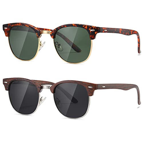 Image of AEVOGUE Semi Rimless Polarized Sunglasses for Women Men, AE0369 2 Pack