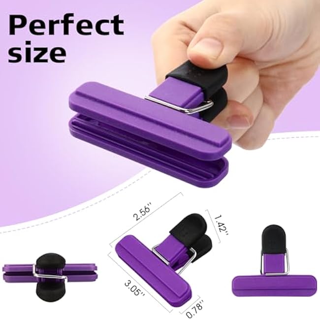 20 Pcs Chip Bag Clips Plastic Heavy Duty Food Bag Clips Heavy Seal Grip for Food Storage Snack, 3.07 x 2.56 x 1.46 Inch(Multicolor)