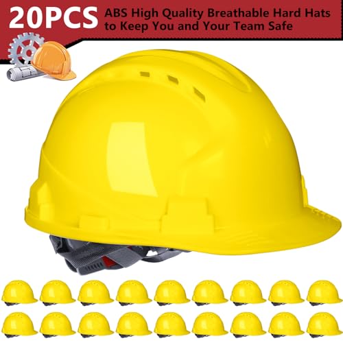 Image of Leumoi 20 Pack Hard Hat Bulk 4-Point ABS Safety Helmets Adjustable