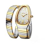 KLSKLYL Dress Snake Shape Bracelet Women Watch Top Elegant Waterproof Quartz Jewelry Watches (GS White)
