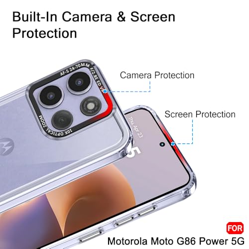 Image of TheGiftKart Hybrid Shockproof Back Cover Case for Motorola Moto G86 Power 5G | Stylish Camera Border | Electroplated Buttons | Crystal Clear Hard Back Cover Case (TPU & PC, Transparent Bumper)