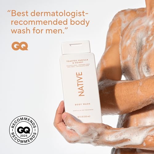 Image of Native Clean Body Wash, Gentle & pH-balanced for Sensitive Skin, 24-Hr Freshness for Women & Men, Vegan & Cruelty-Free, Free of Sulfates & Parabens, Toasted Vanilla & Honey, 18 fl oz