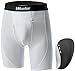 MUELLER Adult Athletic Support Short with Flex Shield Cup, White/Gray, Adult Smallhield Cup, Small, White, 58511-Wht-Small