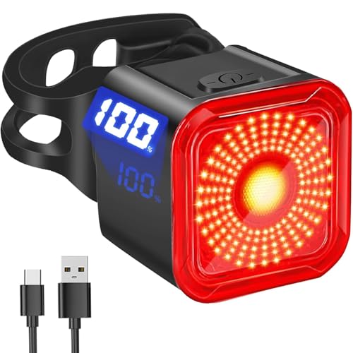 Smart Bike Tail Light,USB Rechargeable Bicycle Turn Signals, 6 Lighting Modes,Bike Light Waterproof Safety Warning Back Lights Bike Alarm for Night Riding Mountain (A)