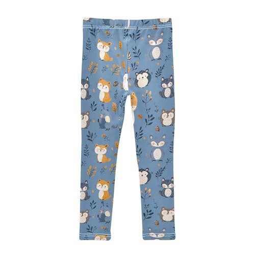 Animal Fox Girls' Leggings Toddler Doodles Cute Kids Yoga Pants Dance Active Tights 4T2