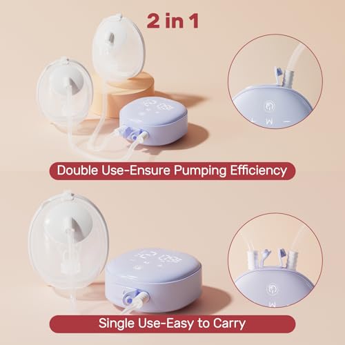 NCVI Wearable Breast Pump, 2 in 1 Hands-Free Breast Pump with 4 Modes 9 Levels, Hospital-Grade Materal, BPA Free, Low Noise Portable Electric Breastfeeding Pump with 21/24mm Flange for Mom - Thumbnail 3