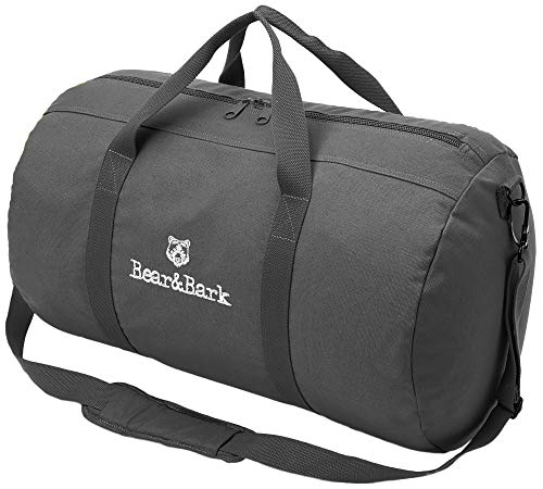 Travel Duffle Bag - Grey 24"x14" - 60.5L - Canvas Military and Army Cargo Style Carryall Duffel Tote for Men and Women – Carry On, Gym, Hiking, Backpacking, Travel, College and Storage Shoulder Bag