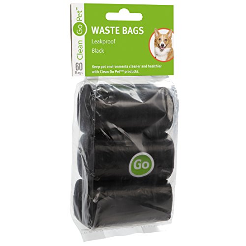 Image of Clean Go Pet Replacement Dog Waste Bags, 3-Pack of 20-Count Rolls, Durable, Leakproof Plastic Poop Bags, Black